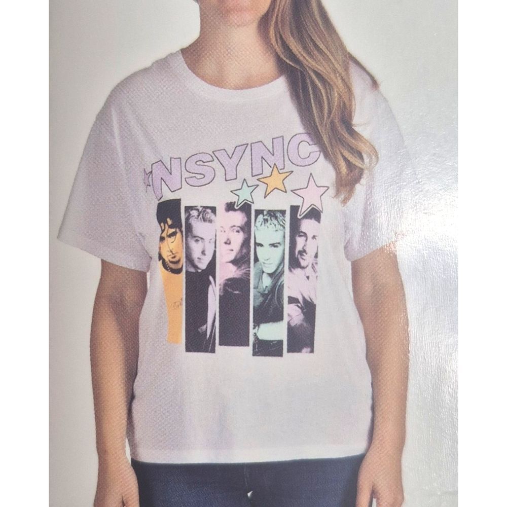 NSYNC Graphic Short Sleeve Tee Licensed Band Merch White Size Large NWT
